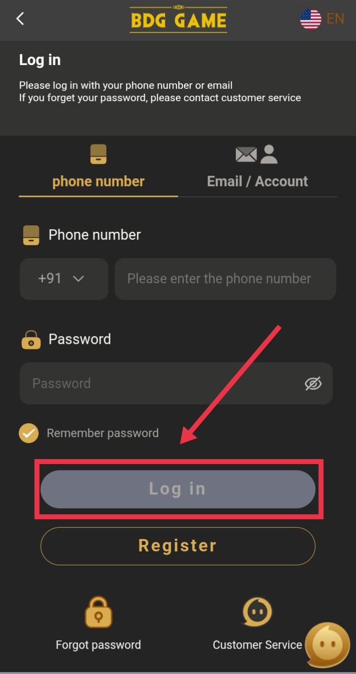 bdg game login